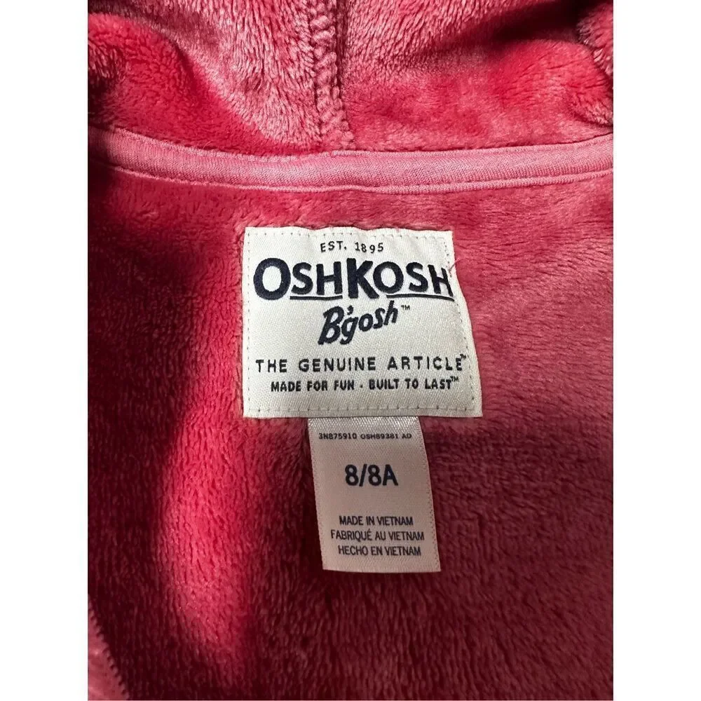 OshKosh B'gosh Girls Long Sleeve Hooded Jacket Fleece Size 8